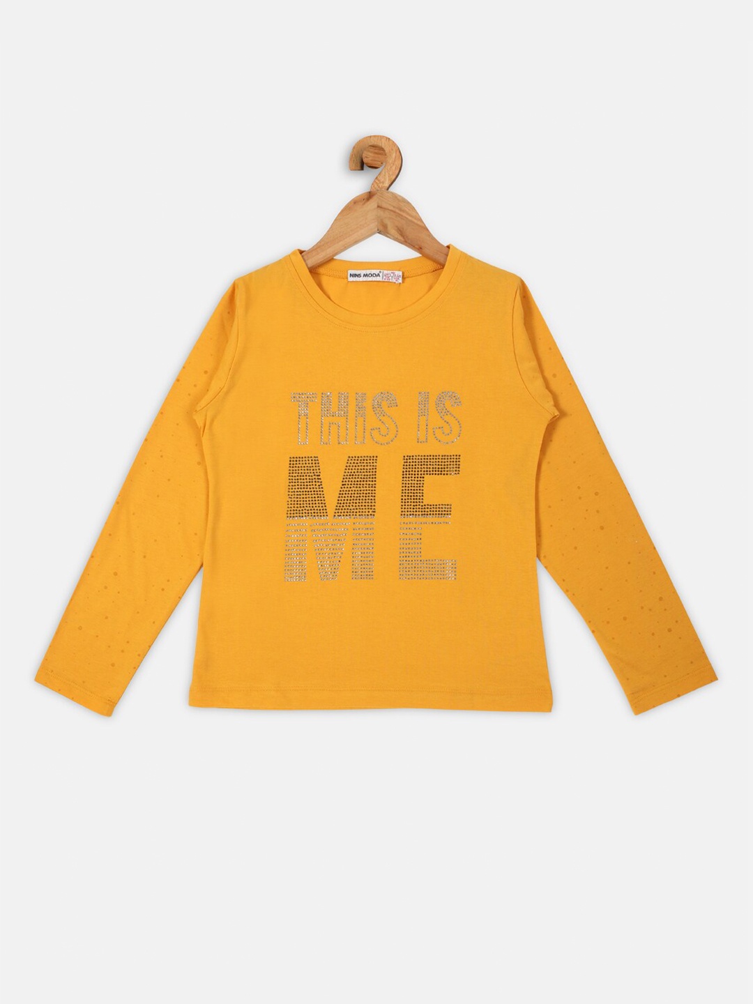 

Nins Moda Mustard Yellow & Black Regular Top