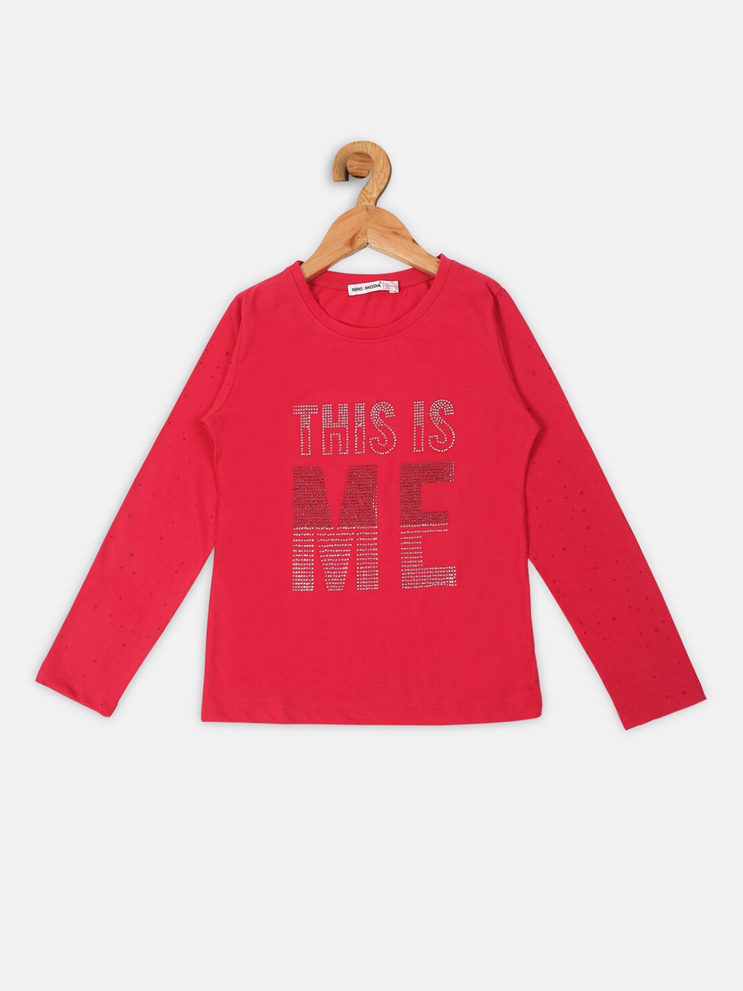 

Nins Moda Girls Magenta Embellished Regular Top