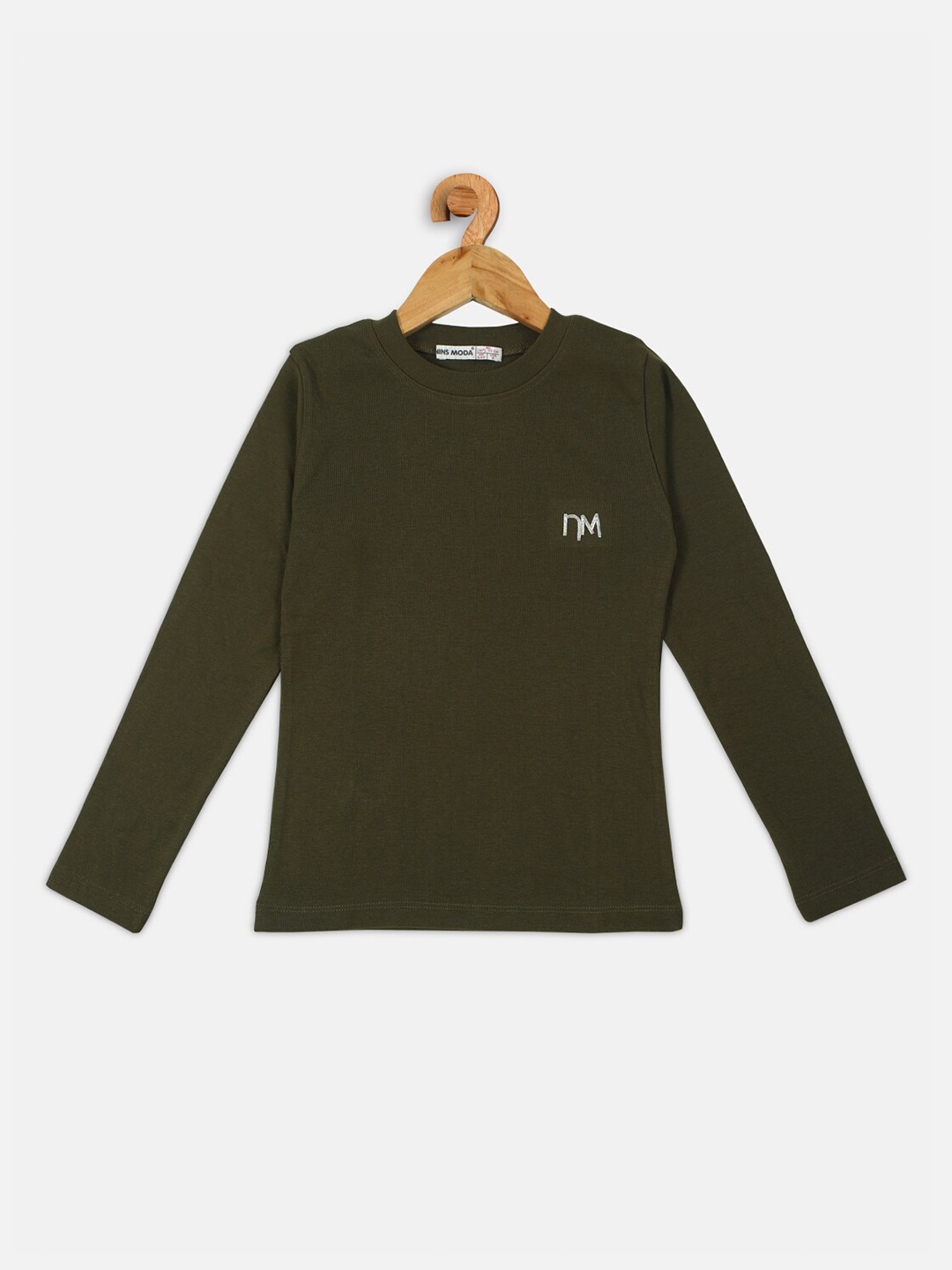 

Nins Moda Girls Olive Green Regular Top