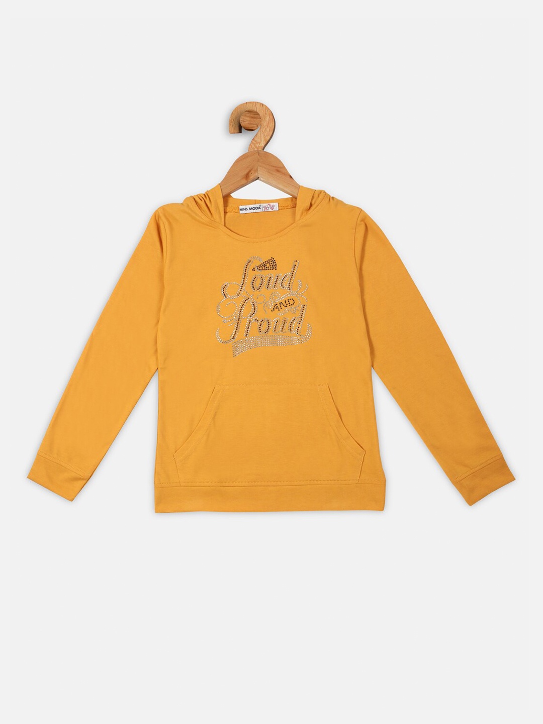 

Nins Moda Mustard Yellow Embellished Regular Top
