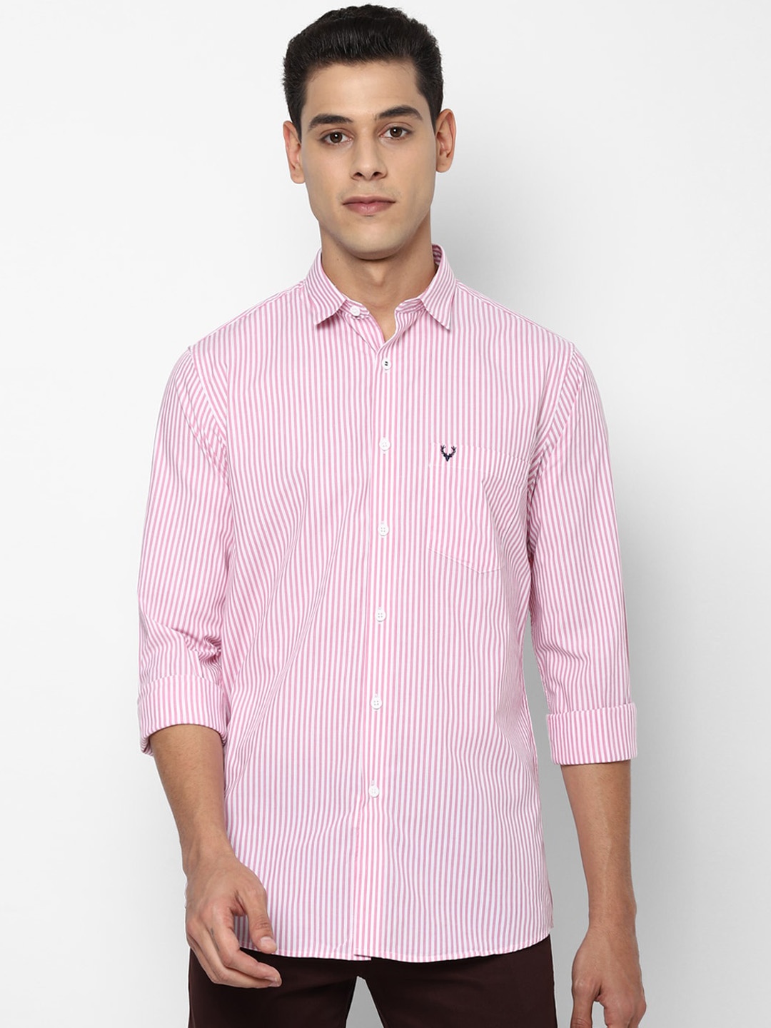 

Allen Solly Men Pink Slim Fit Opaque Striped Casual Shirt