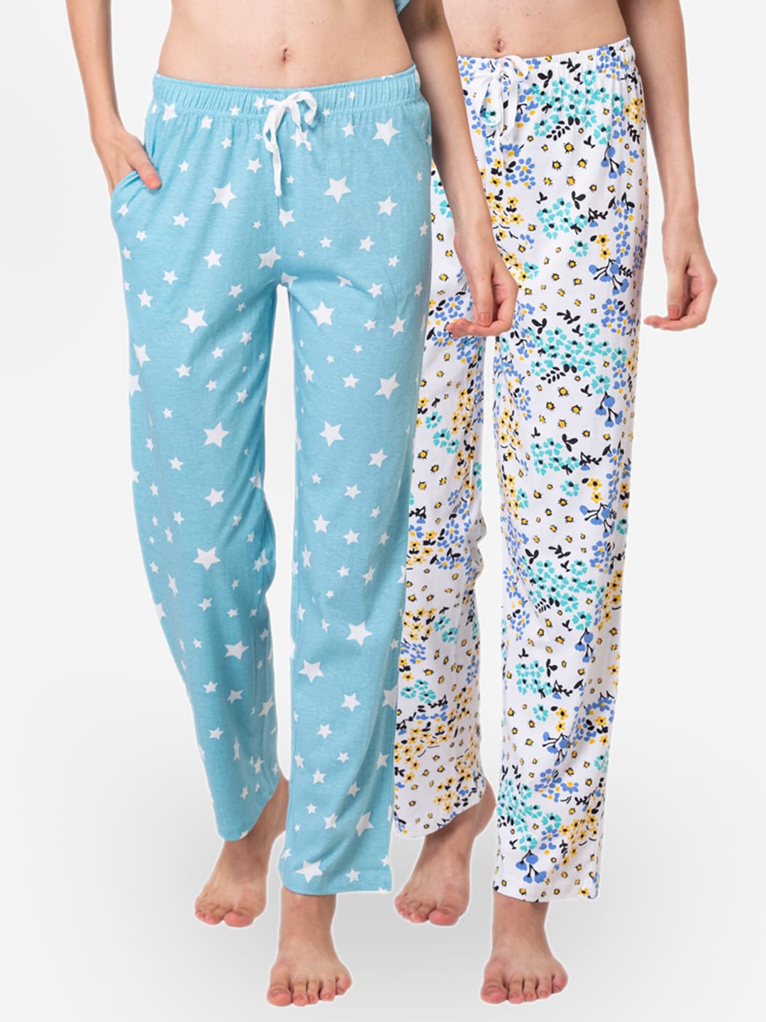 

Lounge Dreams Women Multicoloured Pack of 2 Printed Pure Cotton Lounge Pants, Multi