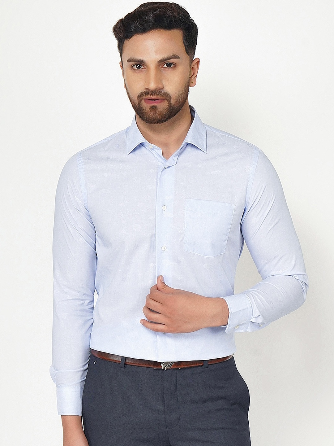 

Blackberrys Men Blue India Slim Fit Opaque Striped Casual Shirt