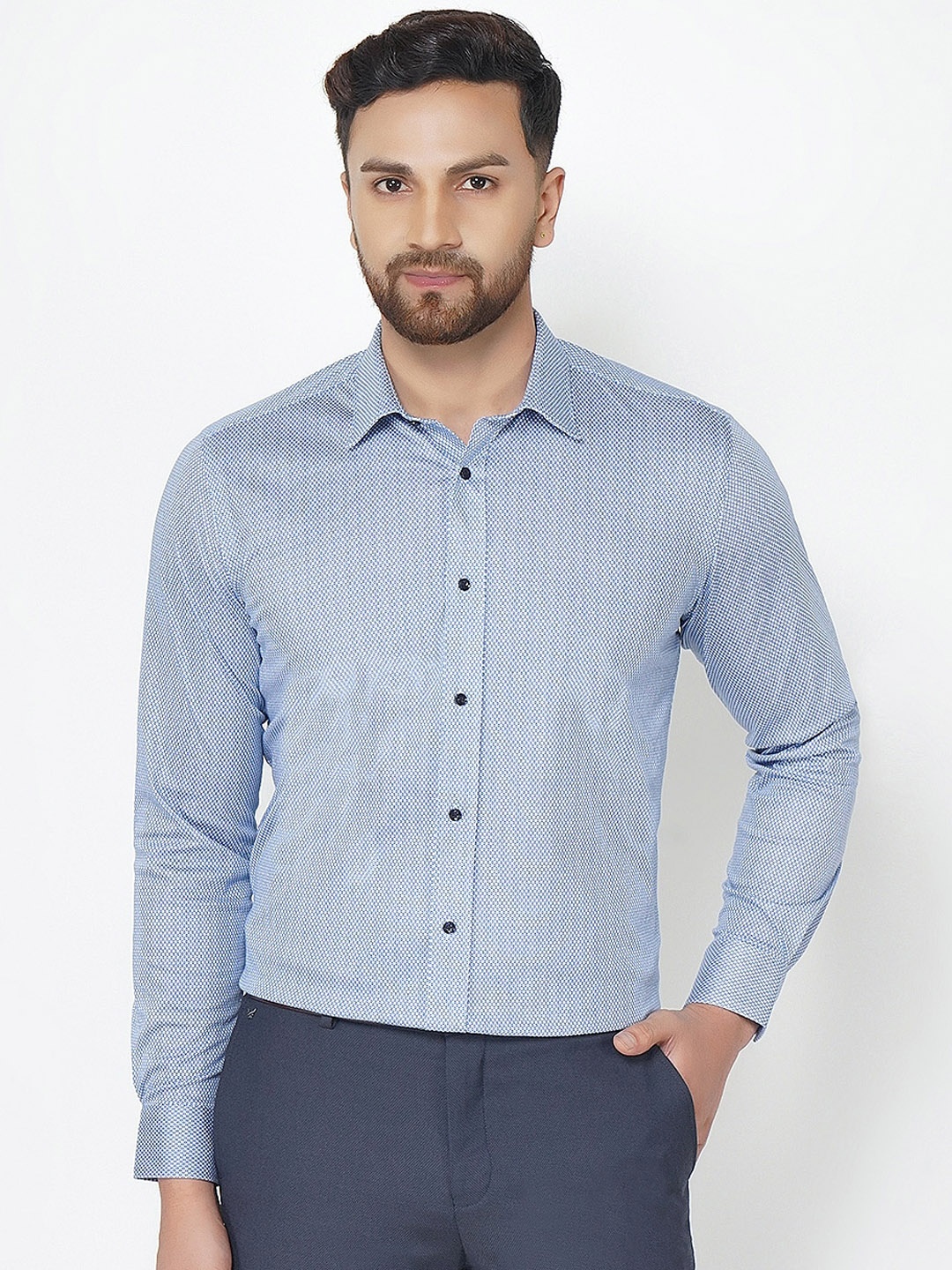 

Blackberrys Men Blue India Slim Fit Opaque Printed Casual Shirt