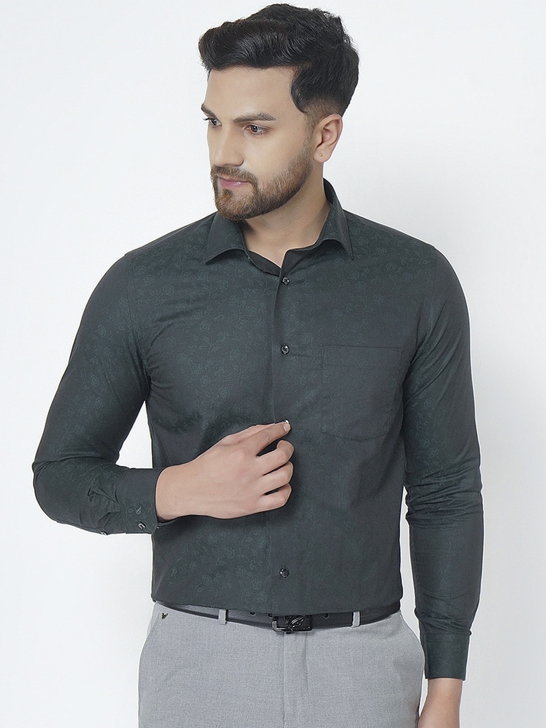 

Blackberrys Men Green India Slim Fit Opaque Casual Shirt