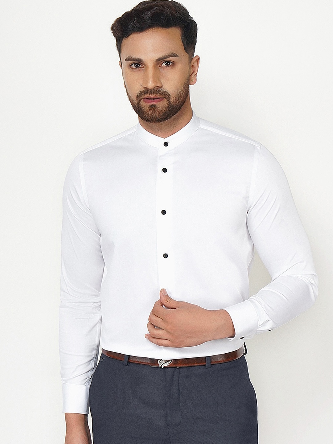 

Blackberrys Men White Slim Fit Opaque Casual Shirt