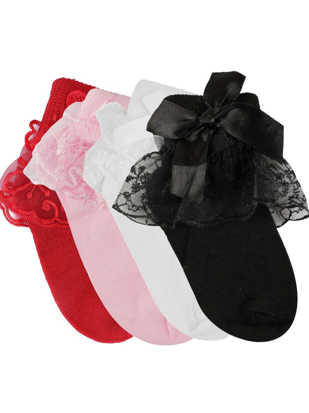 

N2S NEXT2SKIN Infant Girls Pack of 4 Assorted Cotton Calf-Length Socks