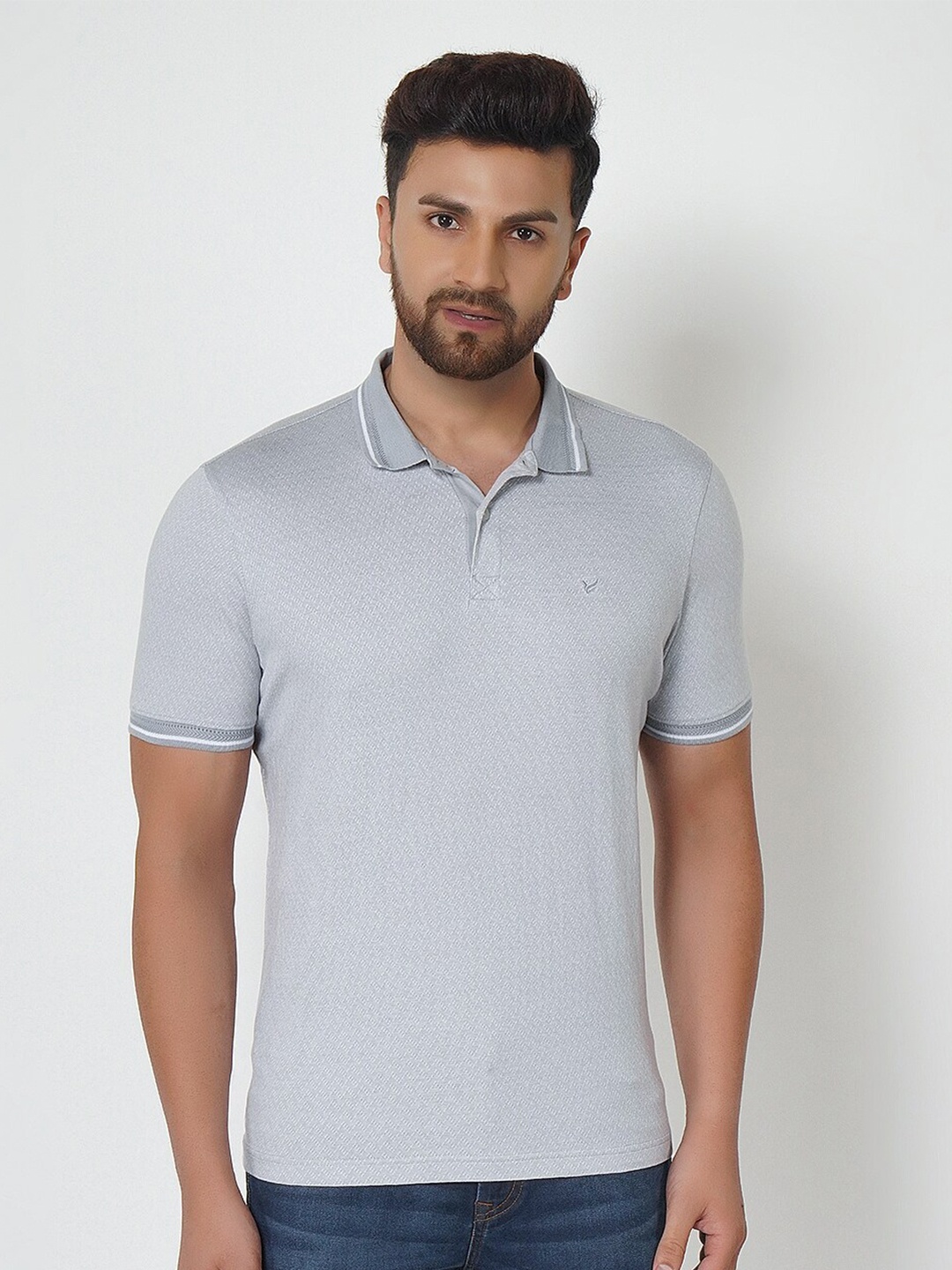 

Blackberrys Men Grey Polo Collar Slim Fit T-shirt