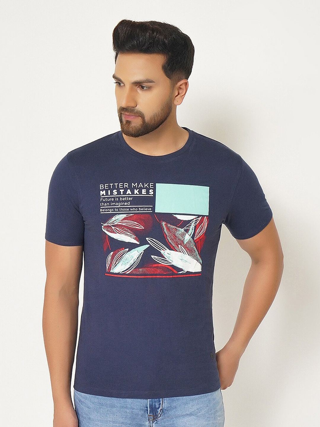 Blackberrys Men Mercerized Crew Neck Tshirt, Navy blue