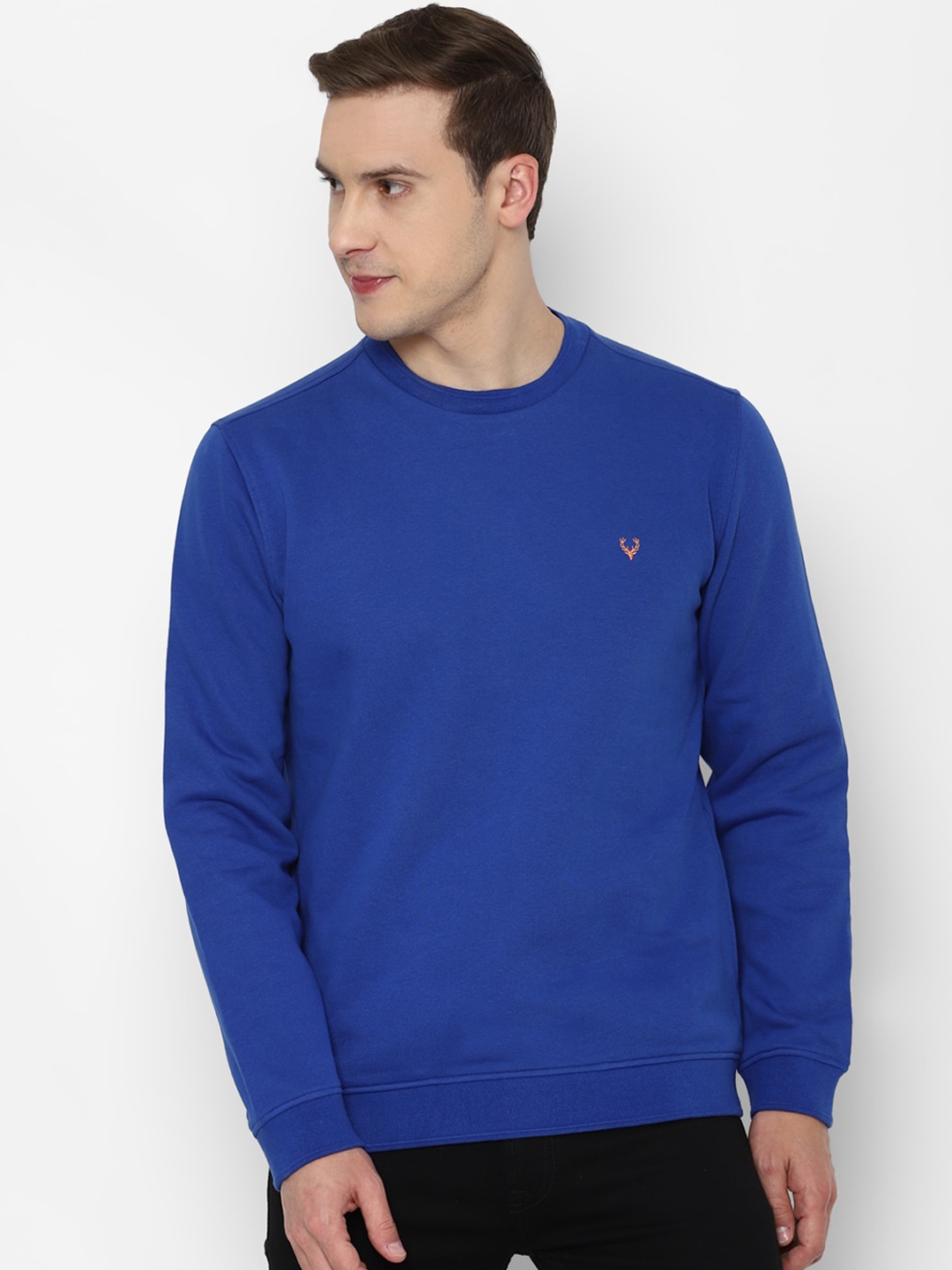 

Allen Solly Men Blue Pure Cotton Solid Sweatshirt