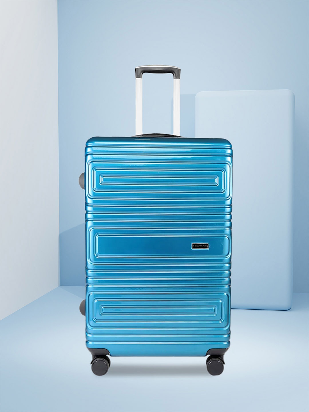 

Nasher Miles Blue Textured Hard-Sided Large Trolley Suitcase