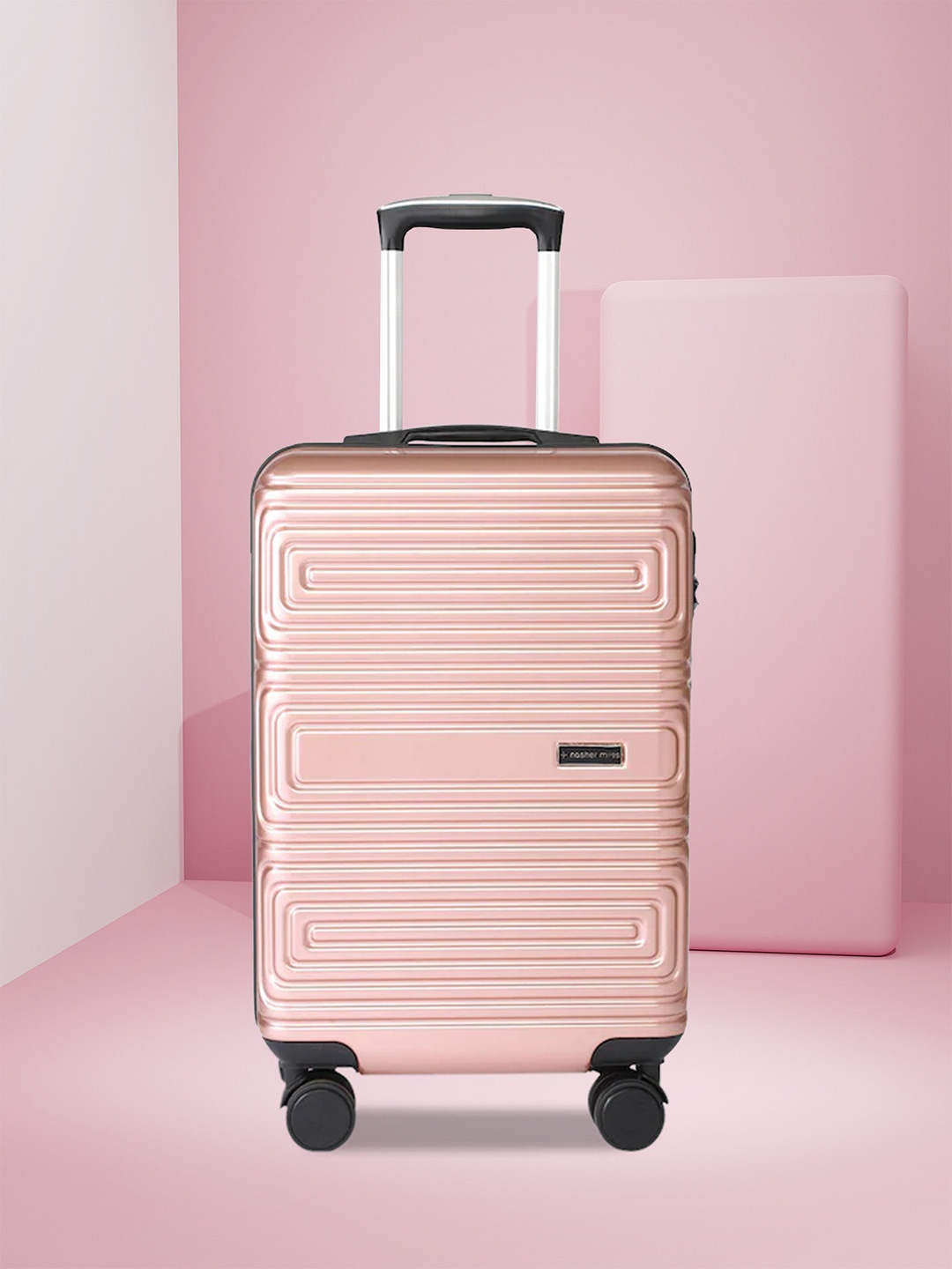 

Nasher Miles Pink Textured Hard-Sided Cabin Trolley Bag