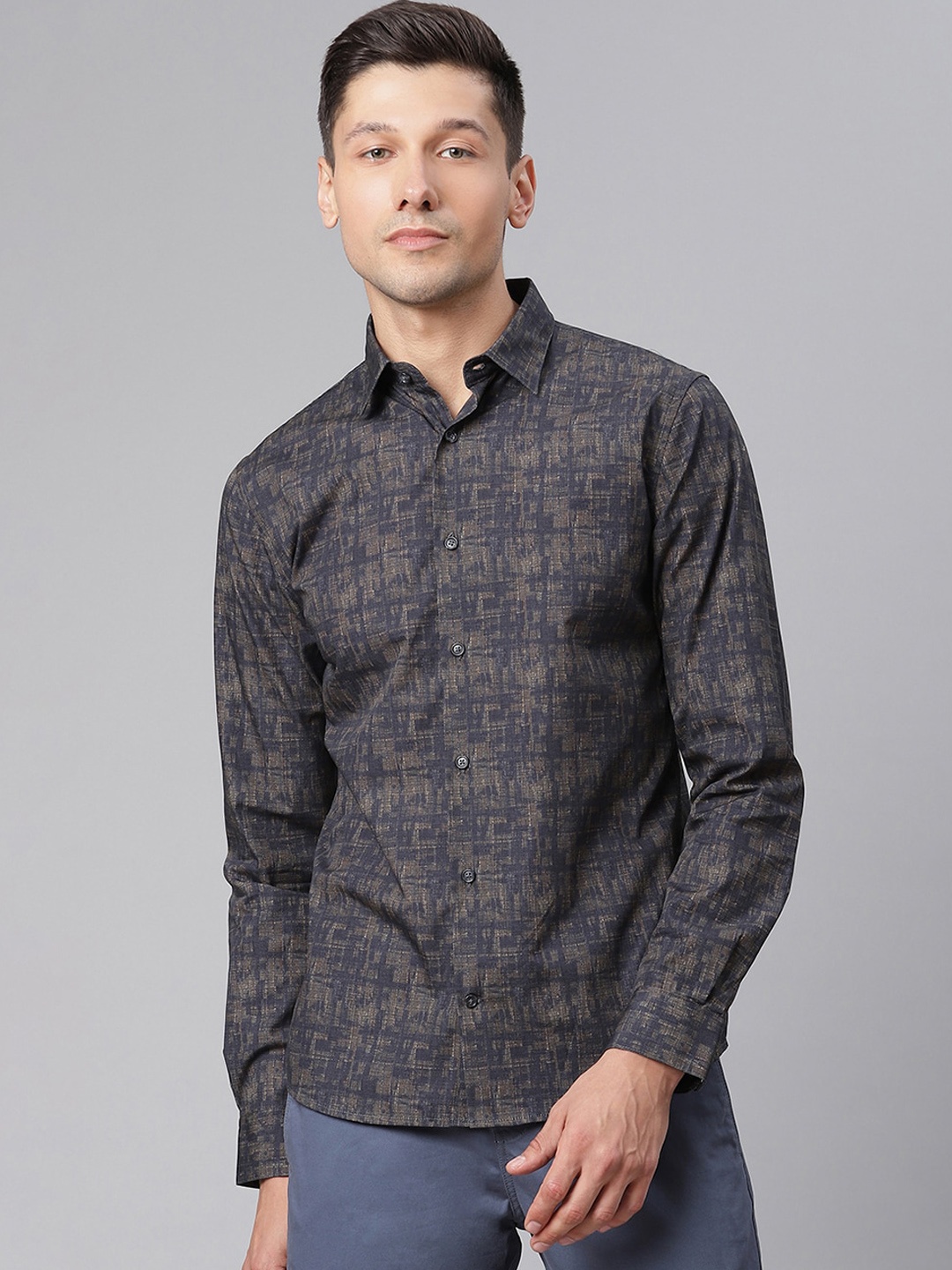 

Matinique Men Blue Slim Fit Opaque Printed Casual Shirt