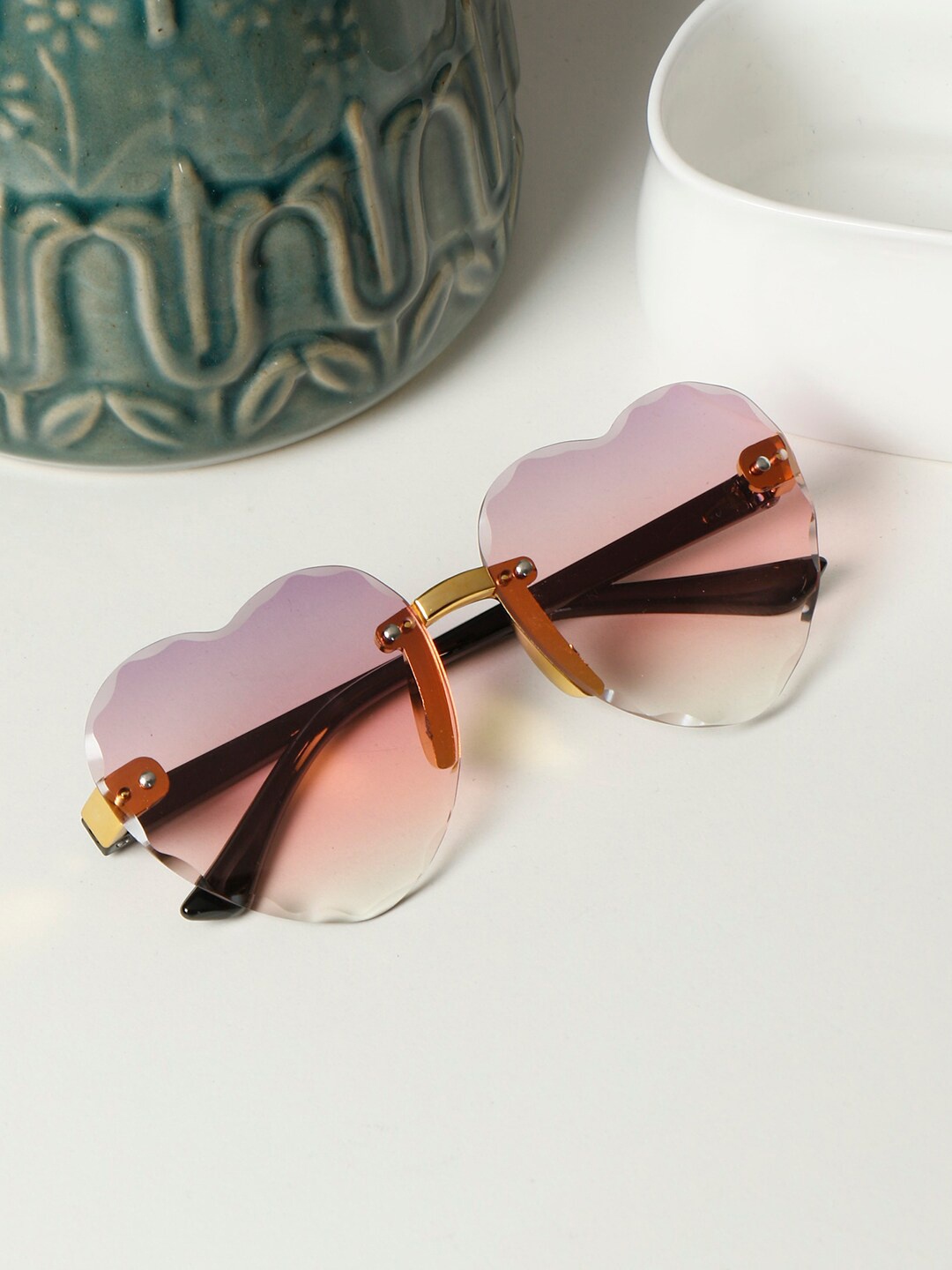 

PASSION PETALS Girls Purple Lens & Black Cateye Sunglasses with UV Protected Lens