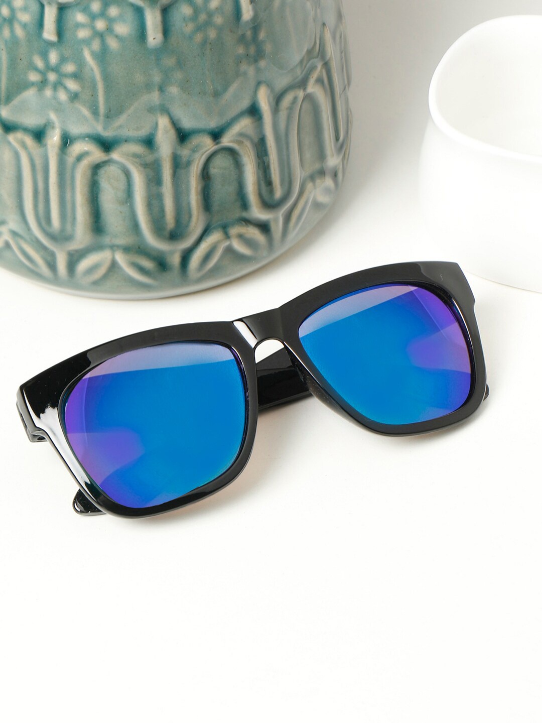 

PASSION PETALS Unisex Kids Blue Lens & Black Wayfarer Sunglasses with UV Protected Lens