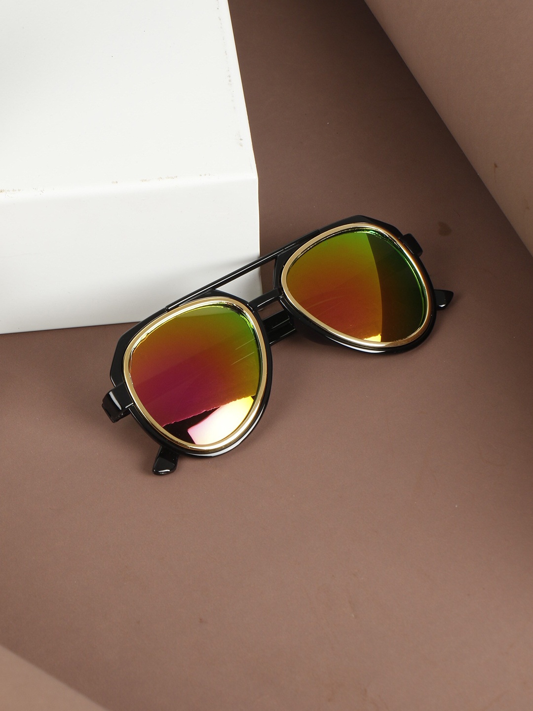 

PASSION PETALS Girls Green Lens & Black Aviator Sunglasses with UV Protected Lens