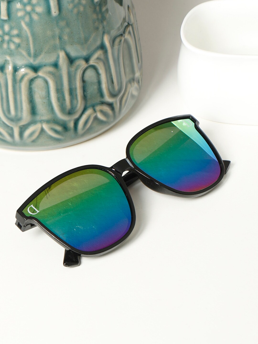 

PASSION PETALS Unisex Kids Blue Lens & Black Oversized Sunglasses & UV Protected Lens 11-2