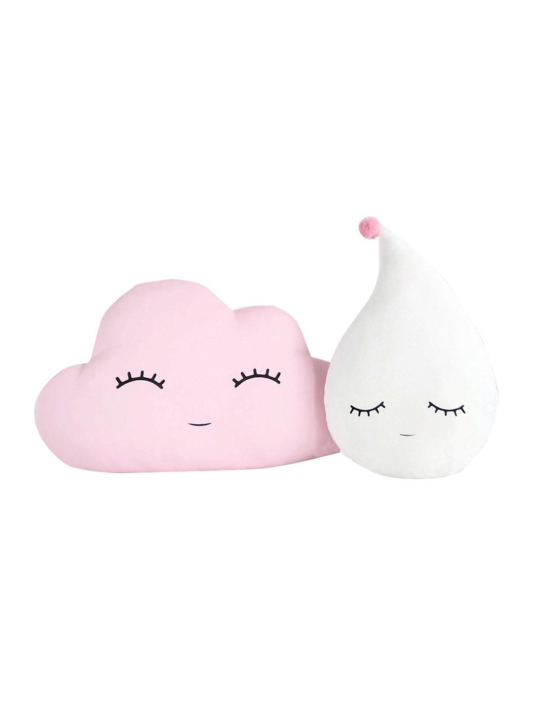 

STYBUZZ Kids Set Of 2 Cute Cloud & Rain Drop Shaped Velvet Cushions, Pink