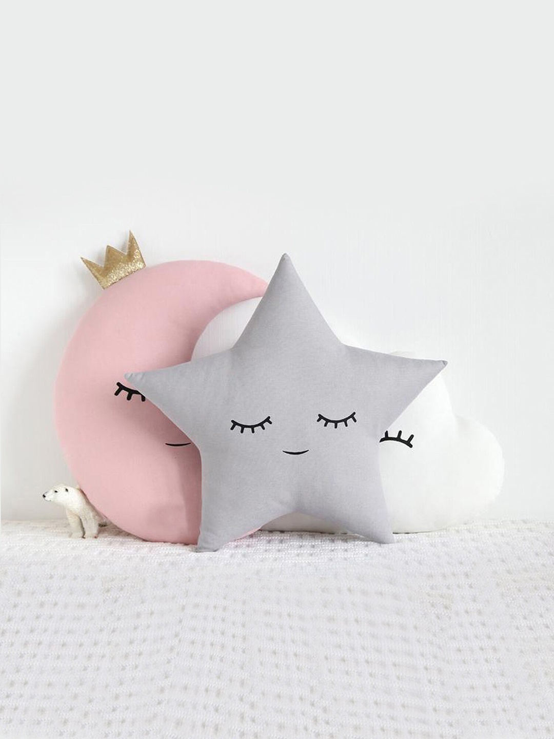 

STYBUZZ Kids Set Of 3 Cute Cloud Moon Star Crib Cushions, Grey