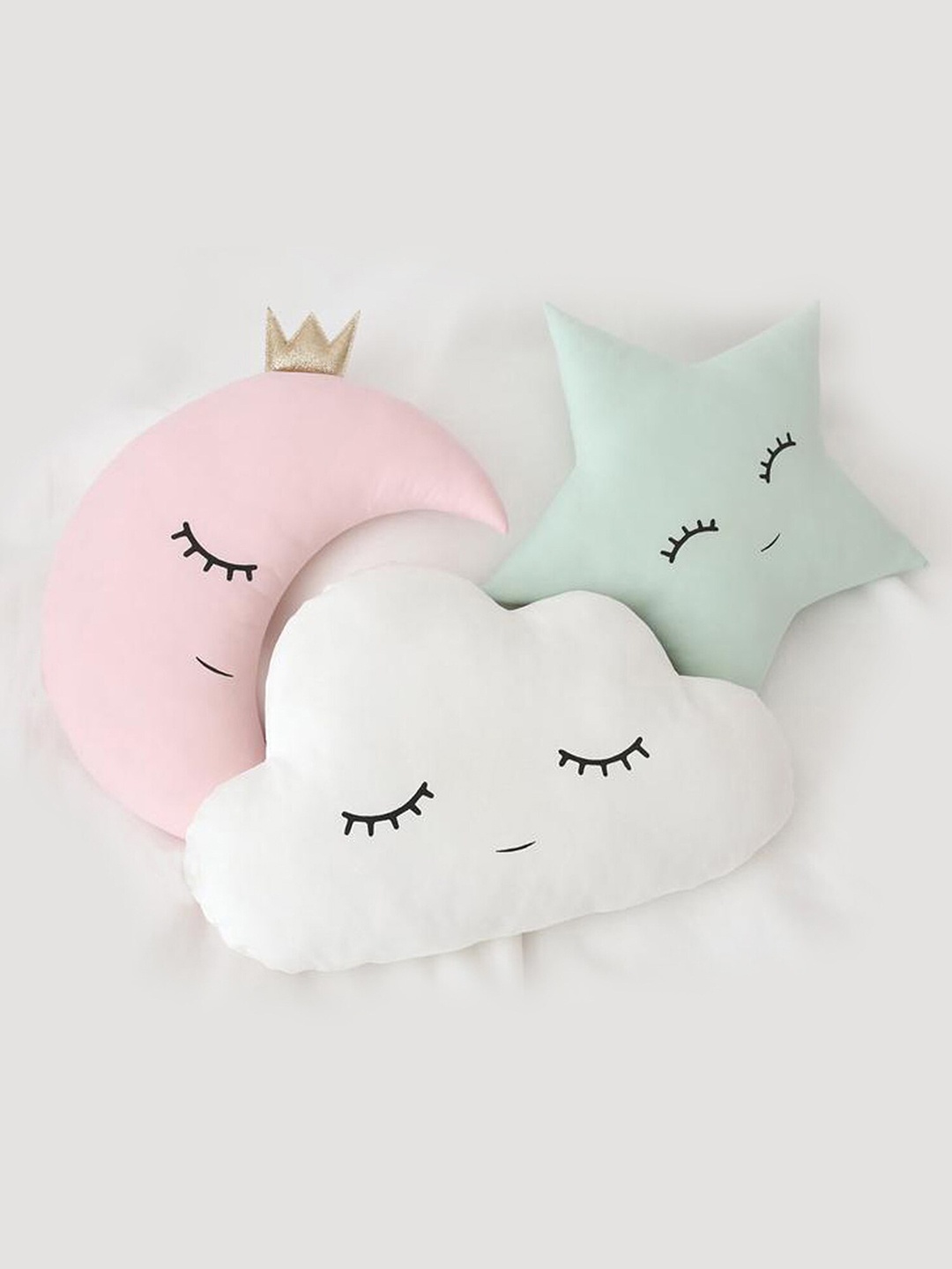 

STYBUZZ Set Of 3 Cloud Moon Star Crib Cushions, Pink