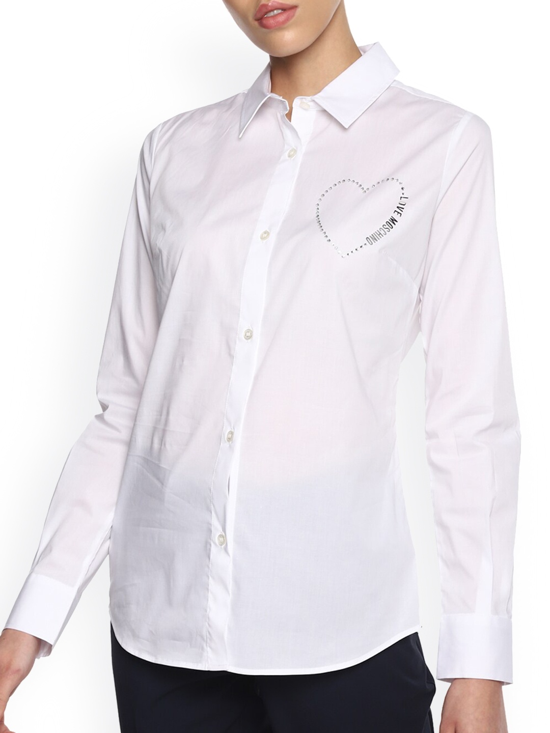 

LOVE MOSCHINO Women White Embellished Opaque Casual Shirt