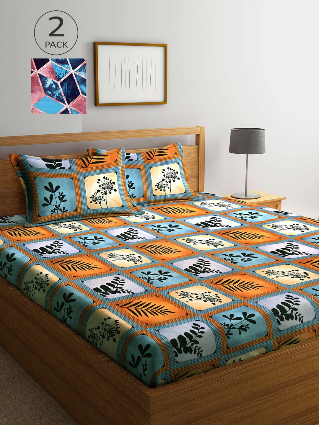 

Arrabi Floral Printed 300 TC 2 King Bedsheets with 4 Pillow Covers, Multi