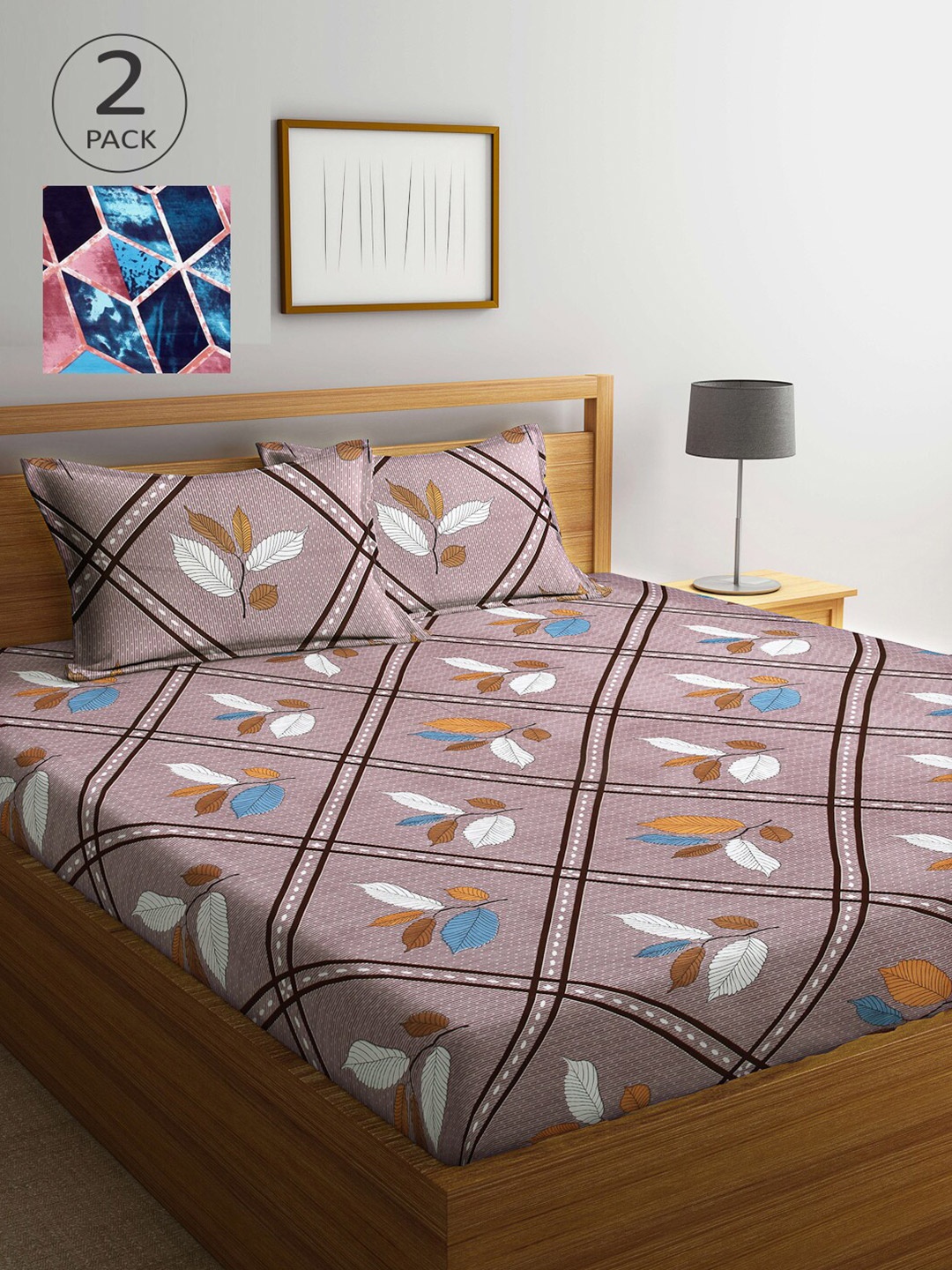 

Arrabi Floral Printed 300 TC 2 King Bedsheets with 4 Pillow Covers, Multi