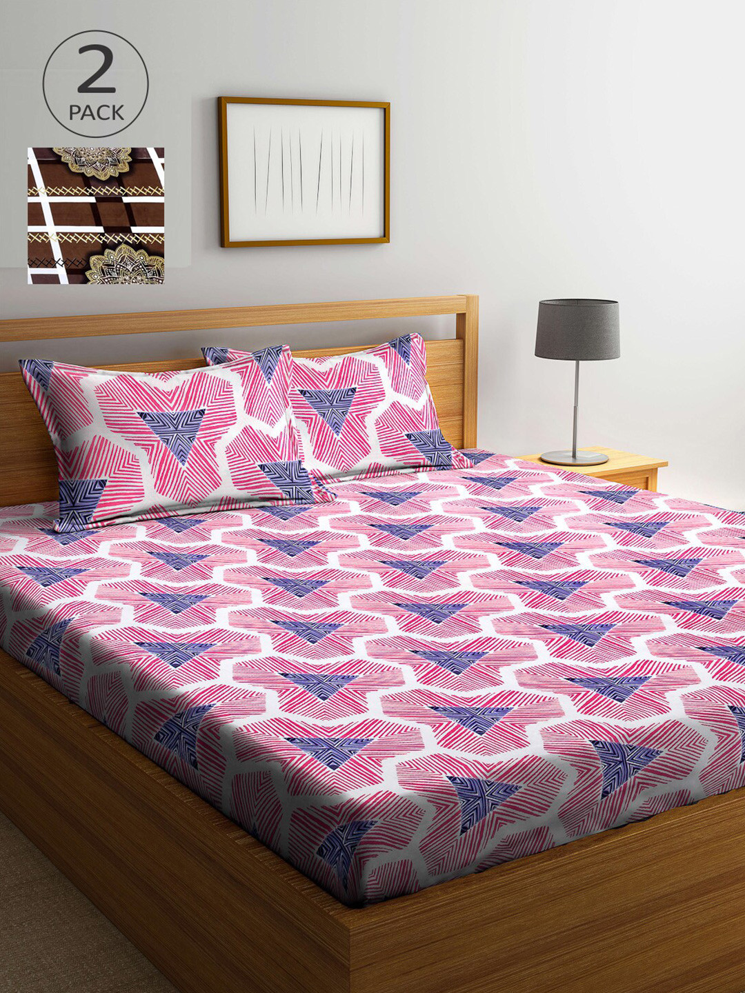 

Arrabi Ethnic Motifs Printed 300 TC 2 King Bedsheets with 4 Pillow Covers, Multi