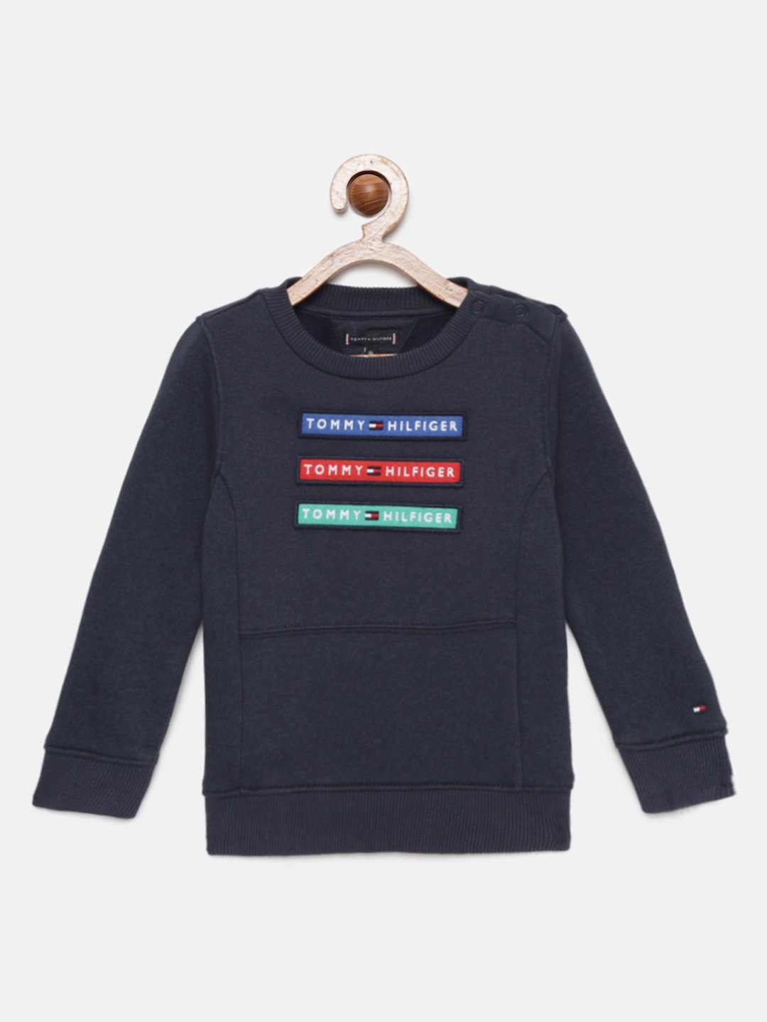 Tommy Hilfiger Boys Navy Blue Brand Logo Embroidered Sweatshirt