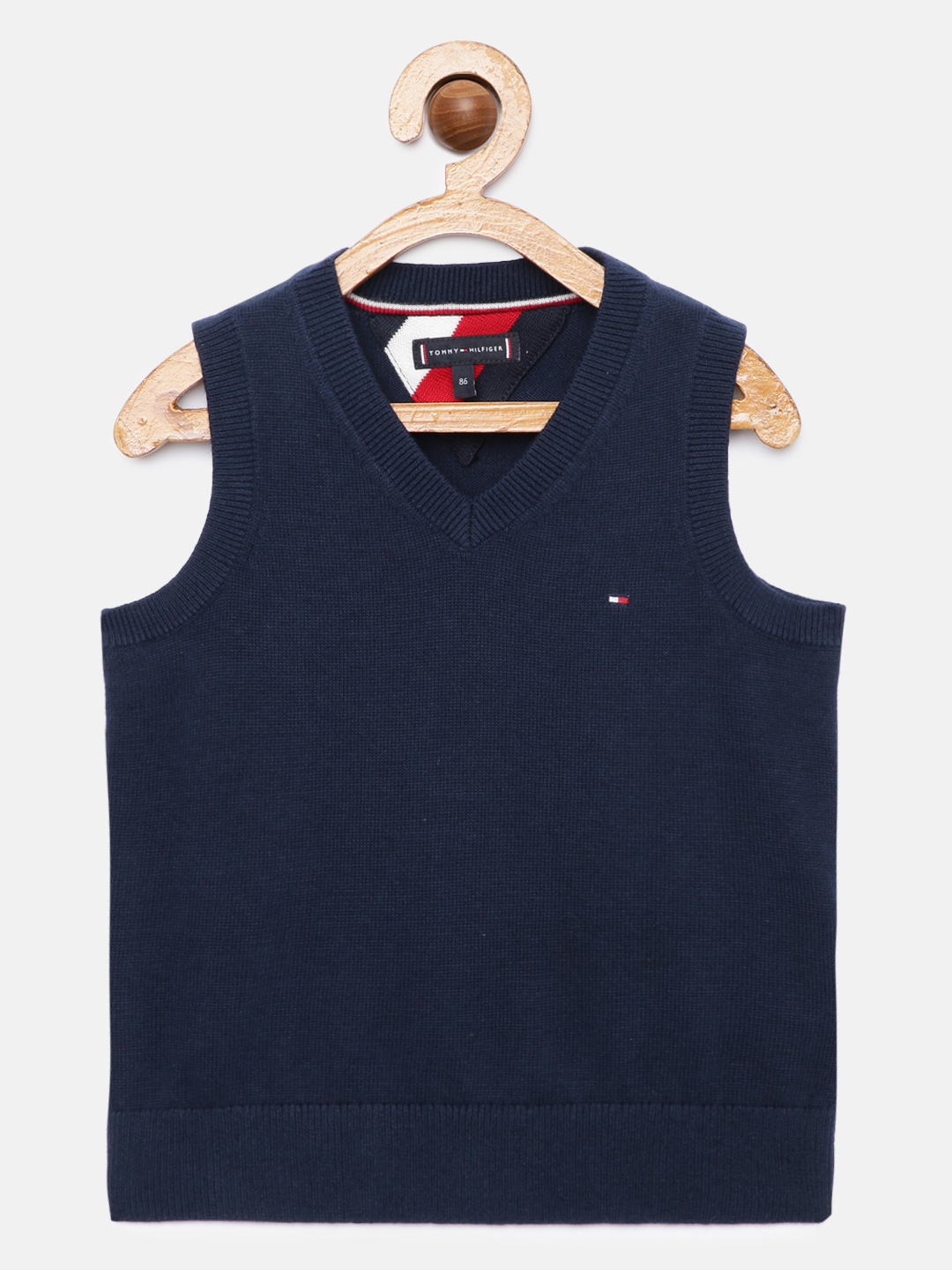

Tommy Hilfiger Boys Navy Blue Solid Cotton Sweater Vest