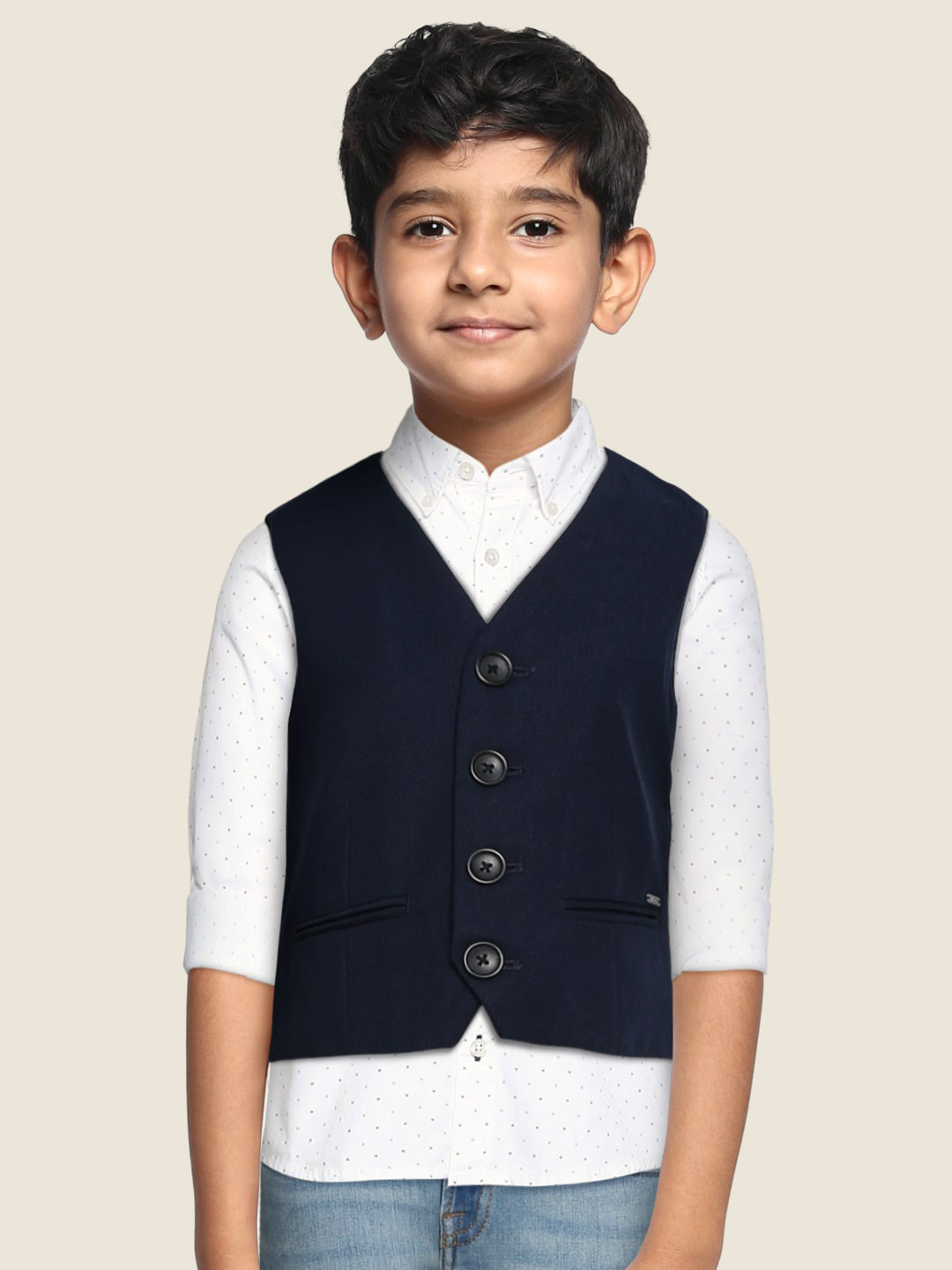 

Tommy Hilfiger Boys Navy Blue Solid Smart Casual Waistcoat