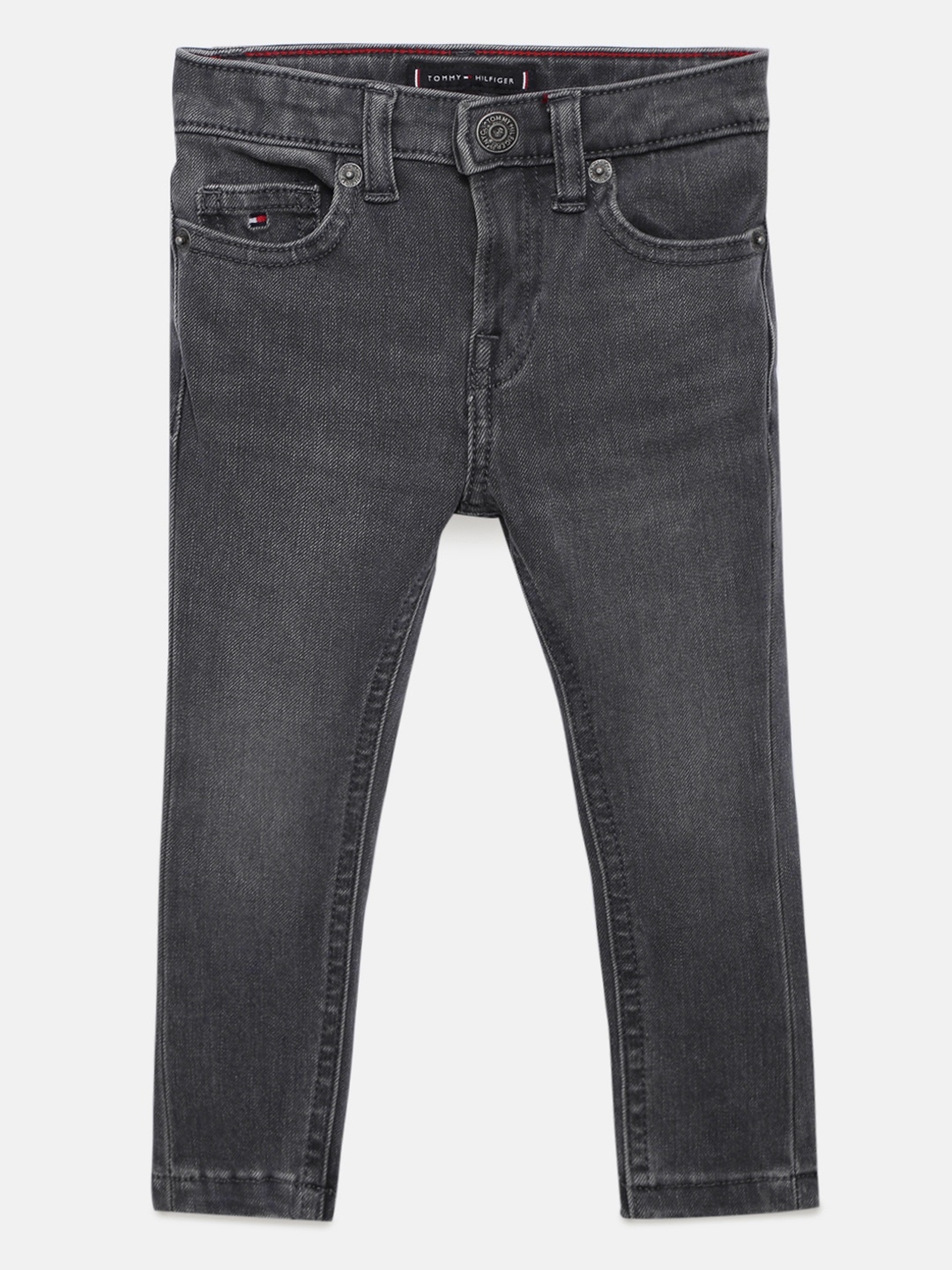 

Tommy Hilfiger Boys Charcoal Skinny Fit Mid-Rise Stretchable Jeans