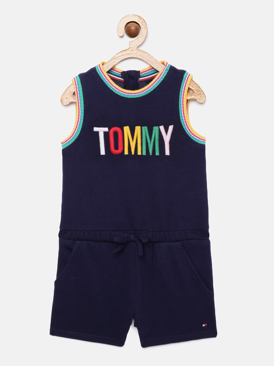 

Tommy Hilfiger Navy Blue Solid Embroidered Canberra Knit Romper