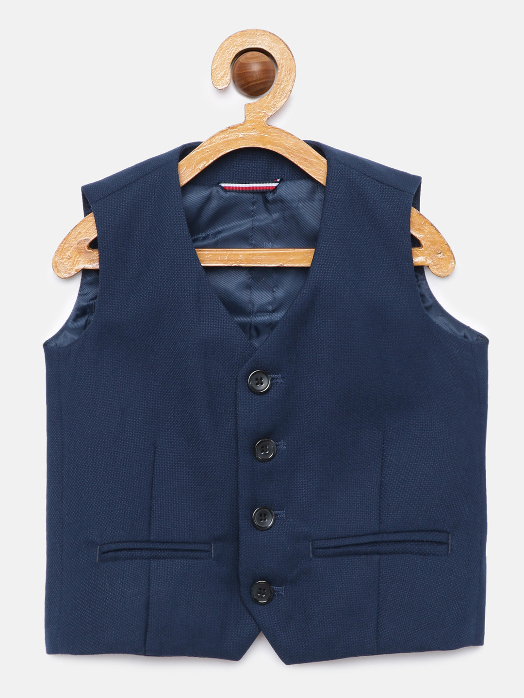 

Tommy Hilfiger Boys Navy Blue Solid Slim Fit Smart Casual Waistcoat