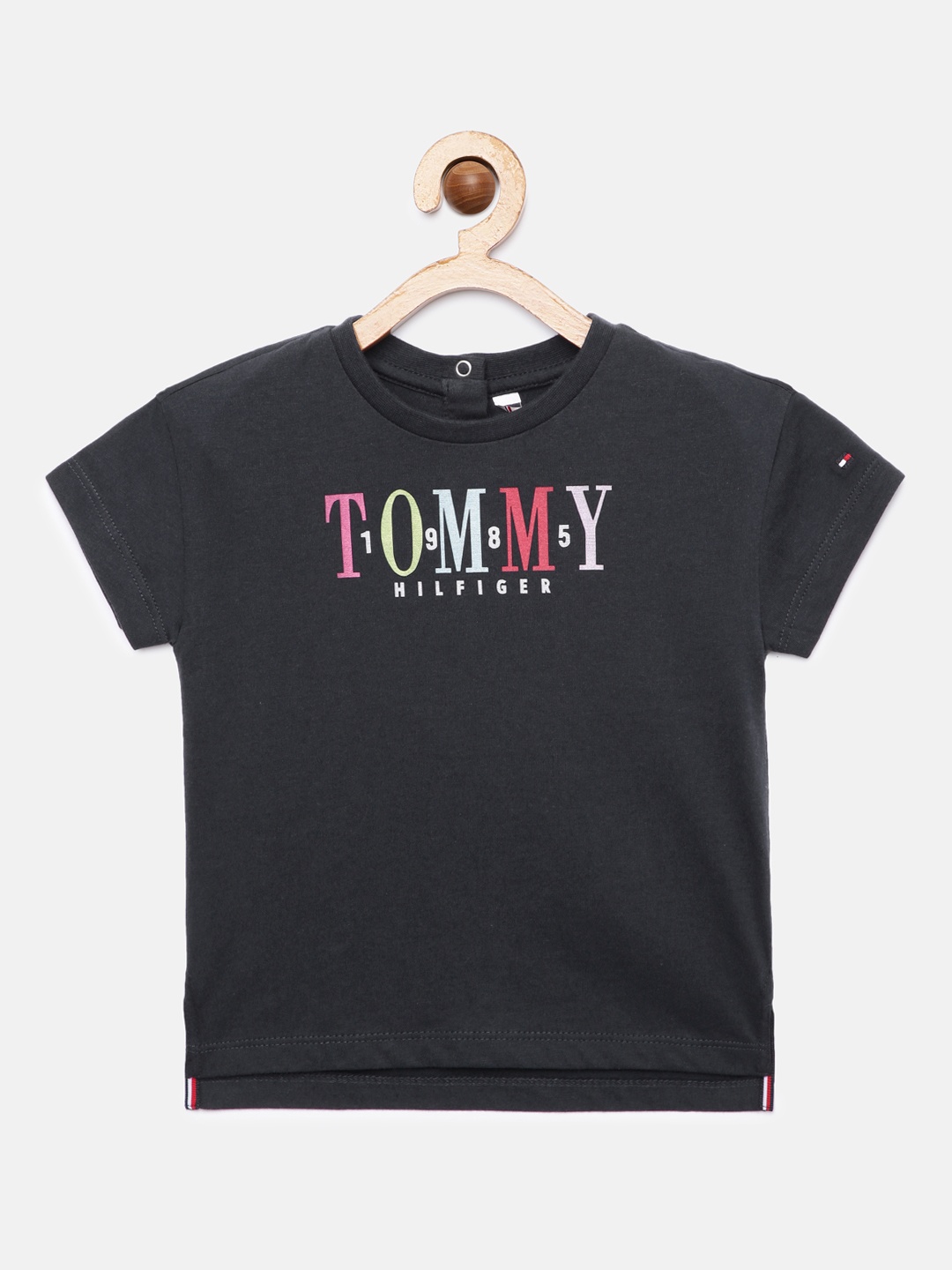 Tommy Hilfiger Girls Navy Blue Brand Logo Printed Pure Cotton T-shirt