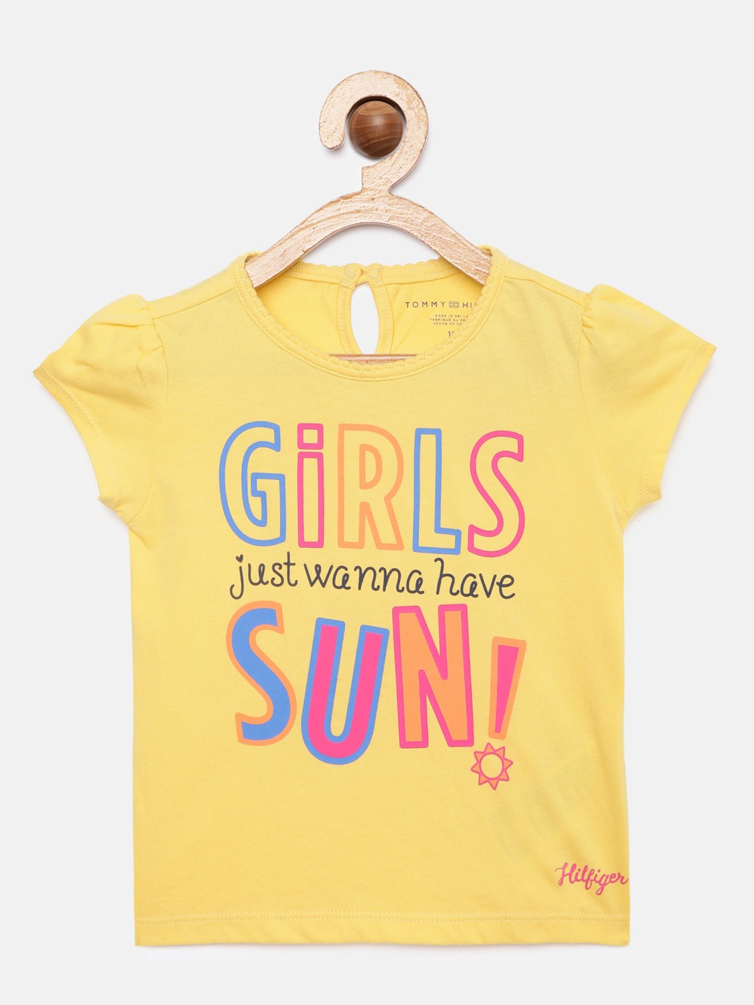 

Tommy Hilfiger Girls Yellow Typography Printed Pure Cotton T-shirt