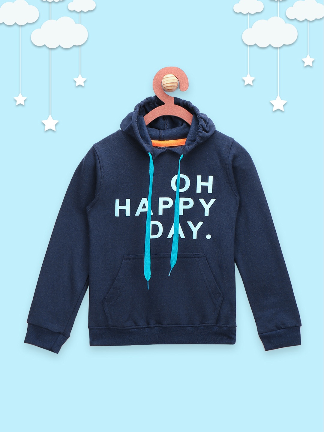 

LilPicks Boys Navy Blue Printed Hooded Sweatshirt