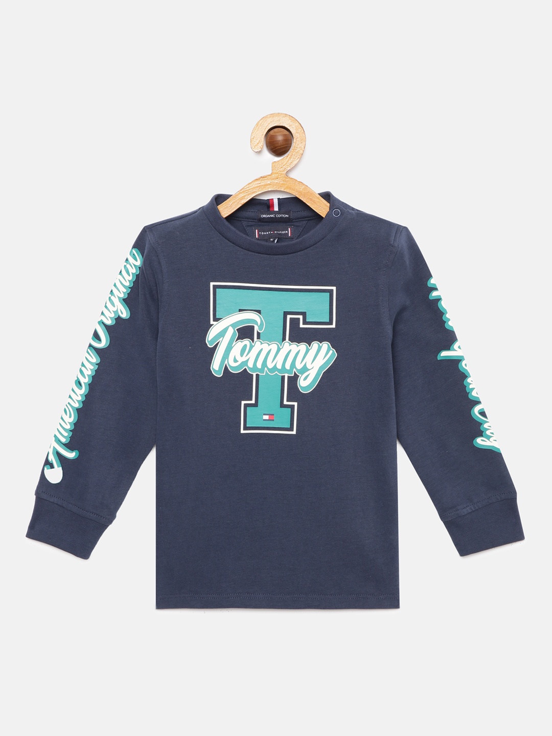 

Tommy Hilfiger Boys Navy Blue Brand Logo Printed Organic Cotton T-shirt