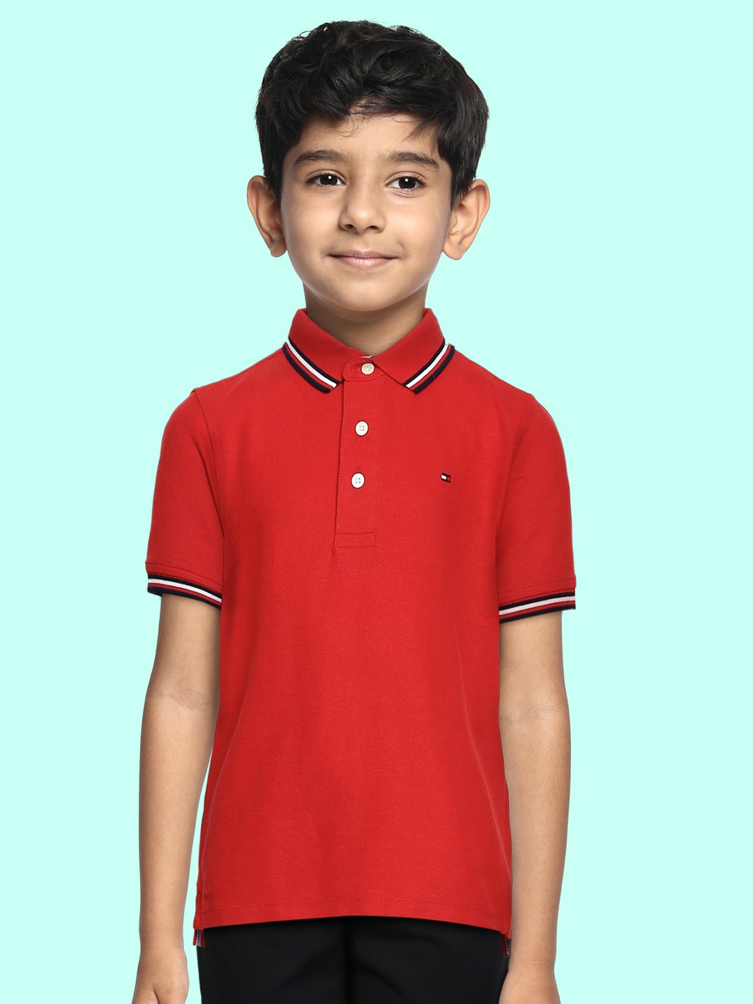 

Tommy Hilfiger Boys Red Polo Collar T-shirt