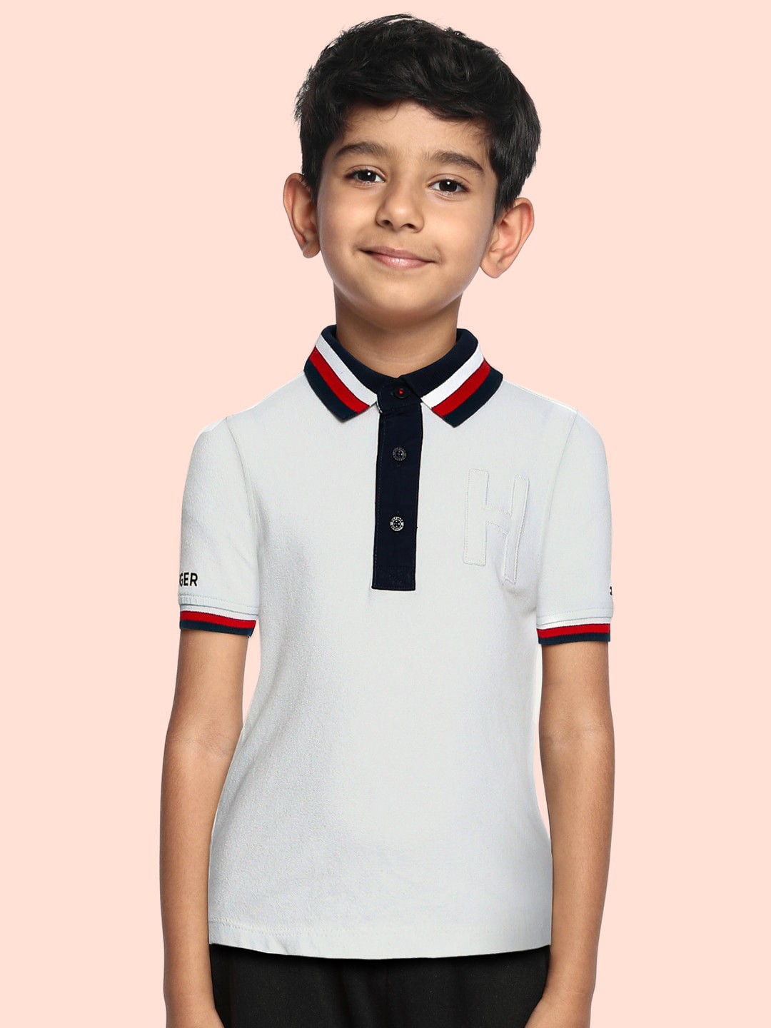 

Tommy Hilfiger Boys White Polo Collar T-shirt