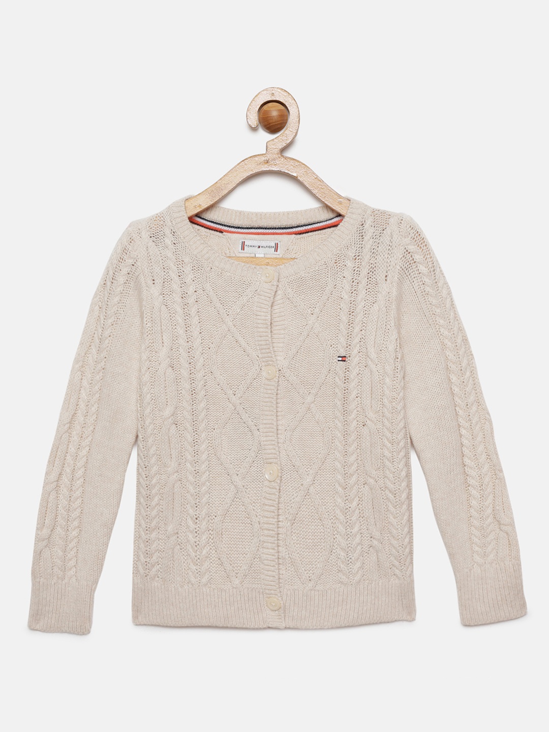 

Tommy Hilfiger Girls Beige Cable Knit Cardigan