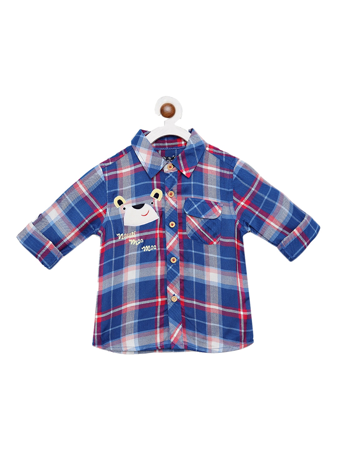 

Nauti Nati Boys Cotton Blue & White Tartan Checks Opaque Checked Casual Shirt
