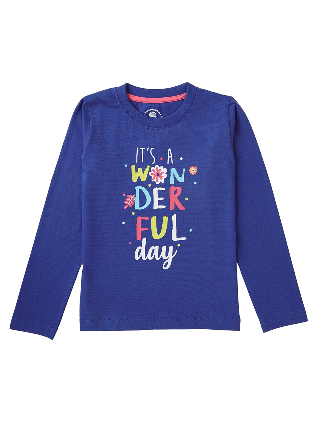 

Cub McPaws Girls Blue Typography Printed T-shirt