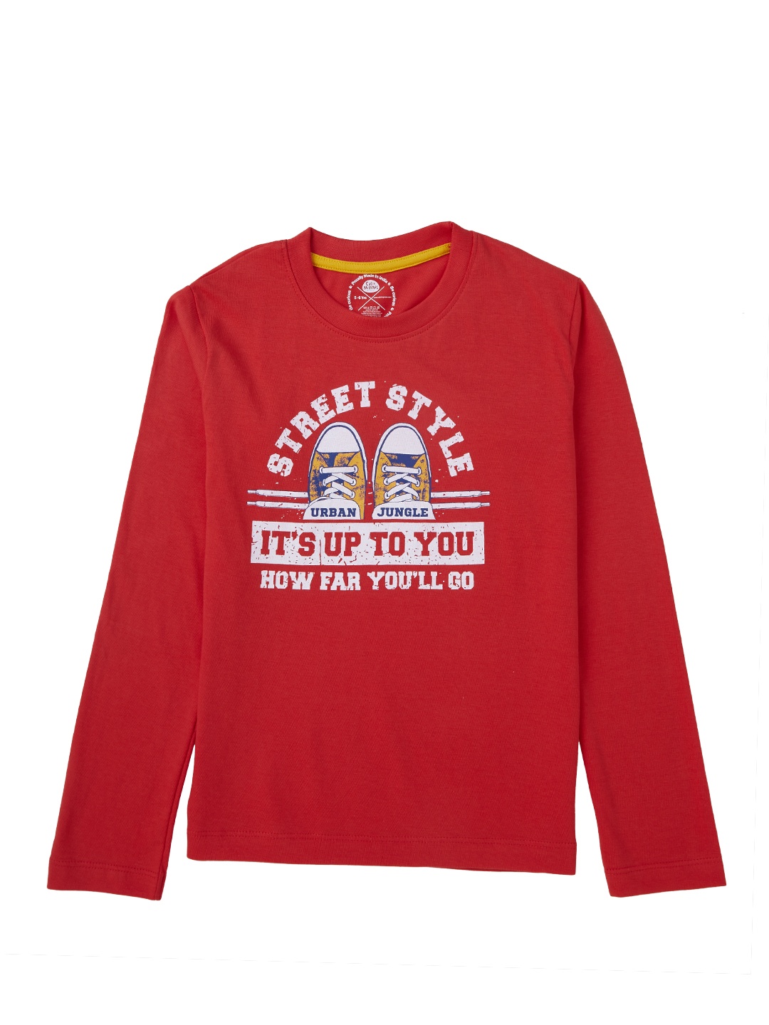 

Cub McPaws Boys Red & White Typography Printed Cotton T-shirt