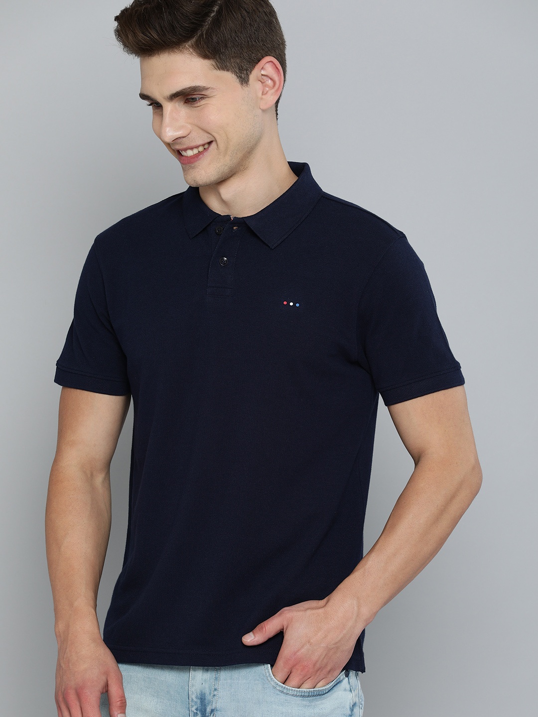 

Harvard Men Navy Blue Polo Collar T-shirt