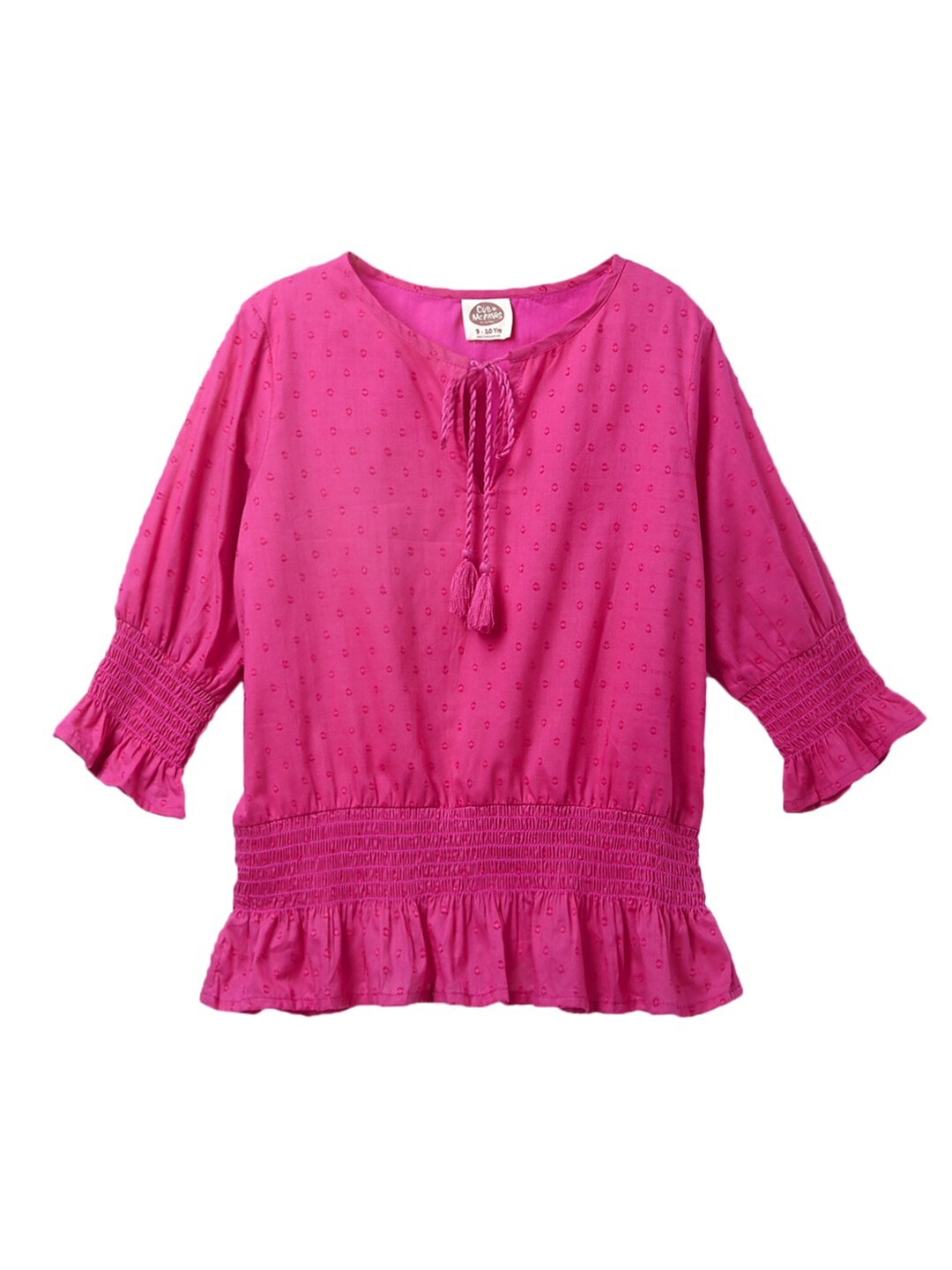 

Cub McPaws Pink Tie-Up Neck Blouson Top