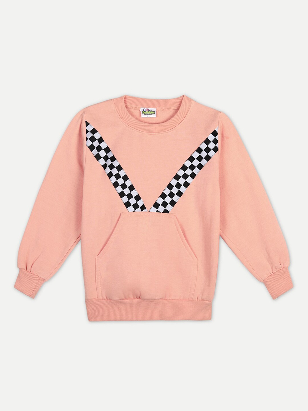 

Cutiekins Kids Peach-Coloured & Black Solid Sweatshirt