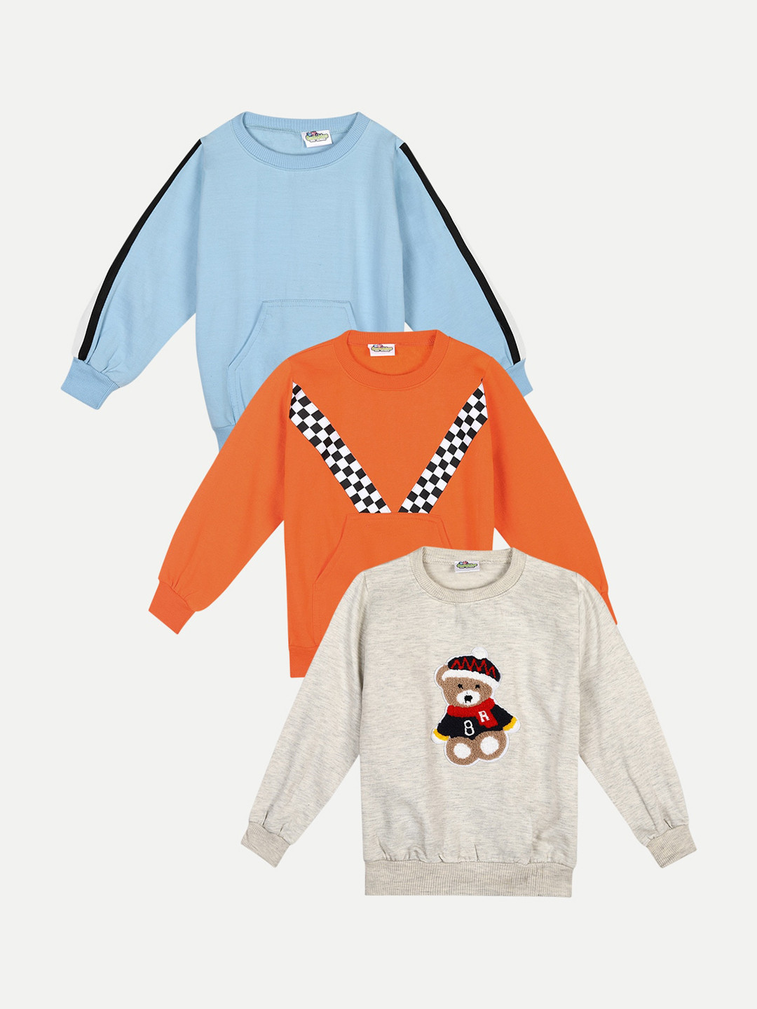 

Cutiekins Unisex Kids Multi Pack of 3 Printed Sweatshirt