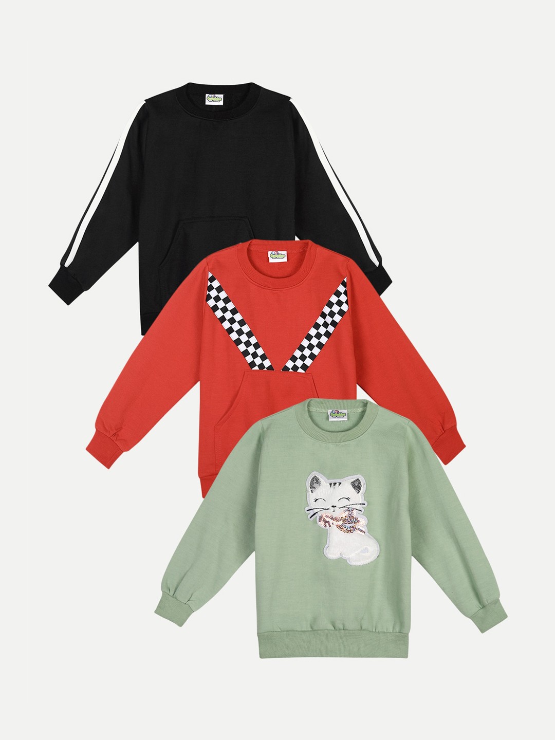 

Cutiekins Unisex Kids Pack of 3 Printed Sweatshirt, Black