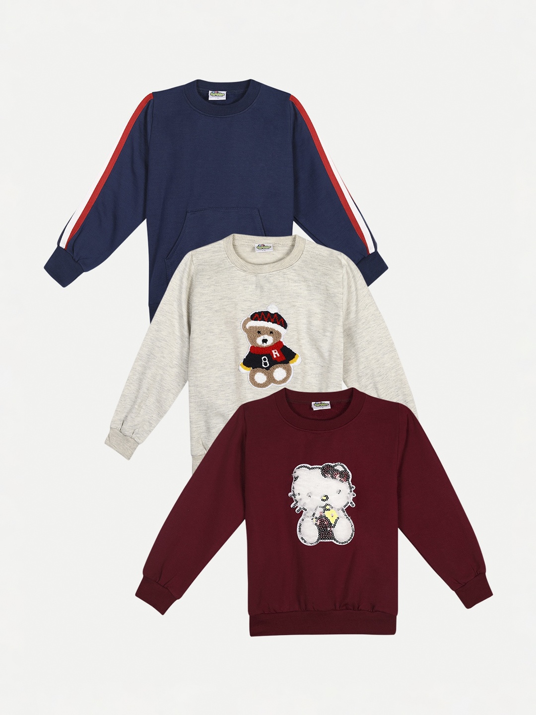 

Cutiekins Kids Pack of 3 Embroidered Sweatshirt, Navy blue